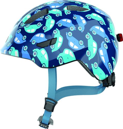 ABUS kerékpáros gyerek sisak Smiley 3.0 LED, In-Mold, blue car, S (45-50 cm)