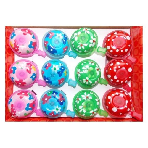 Csengő gyermek fantasy színes mintás gyermek  piros,pink,kék,zöld csak színsor (4db) 12db/doboz