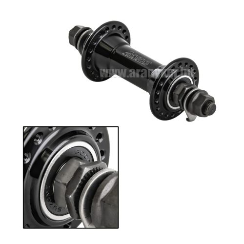 Elsőagy assess mtb alu fekete 3/8"X140mm 14g/36h old:100mm ipari csapágyas