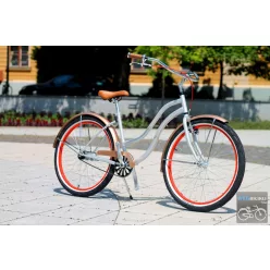   Egyedi Cruiser Női Kerékpár  1 / 3 / 7 sebességes - Ezüst - Rose - Piros