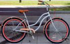 Egyedi Cruiser Női Kerékpár  1 / 3 / 7 sebességes - Ezüst - Rose - Piros
