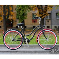 Egyedi Cruiser Női Kerékpár  1sp / 3 sp - Mattfekete - Pink