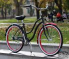 Egyedi Cruiser Női Kerékpár  1sp / 3 sp - Mattfekete - Pink
