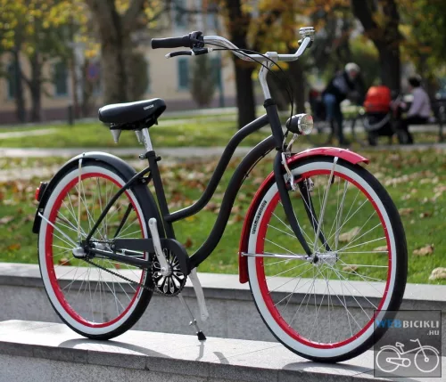 Egyedi Cruiser Női Kerékpár  1sp / 3 sp - Mattfekete - Pink
