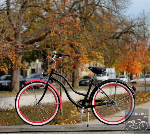 Egyedi Cruiser Női Kerékpár  1sp / 3 sp - Mattfekete - Pink