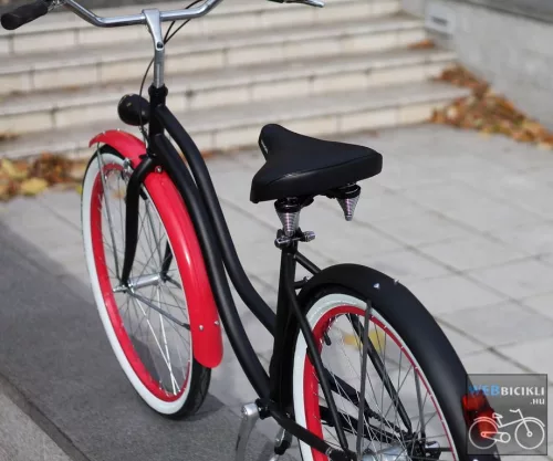 Egyedi Cruiser Női Kerékpár  1sp / 3 sp - Mattfekete - Pink