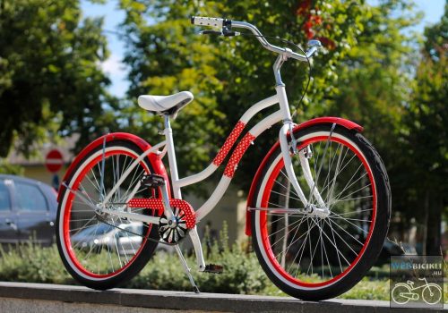 Egyedi Cruiser Női Kerékpár  1sp / 3 sp - Piros Pottyos