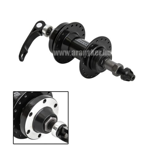 Hátsóagy assess mtb alu fekete menetes tárcsafékes qr m10 14g/36h 135/145mm+gyorskioldó menetes