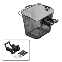   Kosár első adapteres sürű- szövésű fekete kormányra szerelhető műanyag felfogatás 35x26x26/23cm