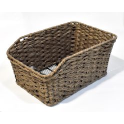   Kosár hátsó fonott rattan tengerifű szövött  sötétbarna 46x30x21cm