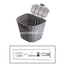   Kosár első műanyag fonott szürke+tartozék xl  37x28,5x26 quality. 20db/karton