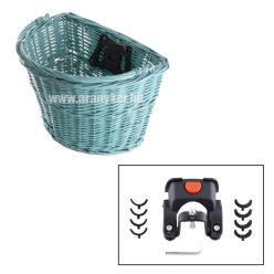   Kosár első adapteres fonott vessző halványkék 35x24,5x27,5cm
