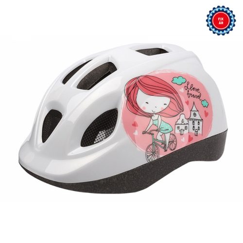 Polisport kerékpáros gyerek sisak Princess fehér/rózsaszín/mintás, XS (46-53 cm)