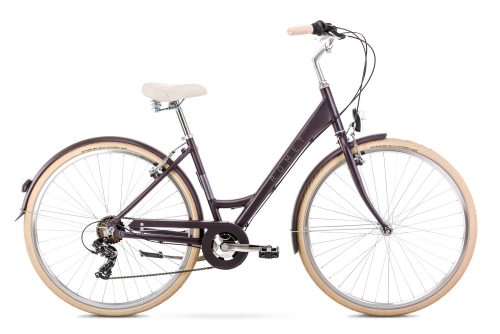 ROMET Sonata Eco 28" matt lila + kosár - női városi kerékpár