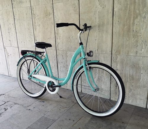 Toldi női városi kerékpár - 1 sebességes kontrás - 26" - Türkiz színben