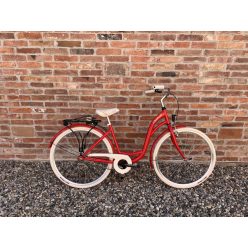   Toldi női városi kerékpár - 1 sebességes kontrás - 28" - Piros - krém színben