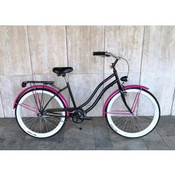   Toldi Cruiser - Női cruiser kerékpár - 1 sebességes - kontrás bicikli - Fekete-pink színben
