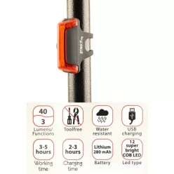 Hátsólámpa usb jet 3 funkciós vonal led 40 lummen