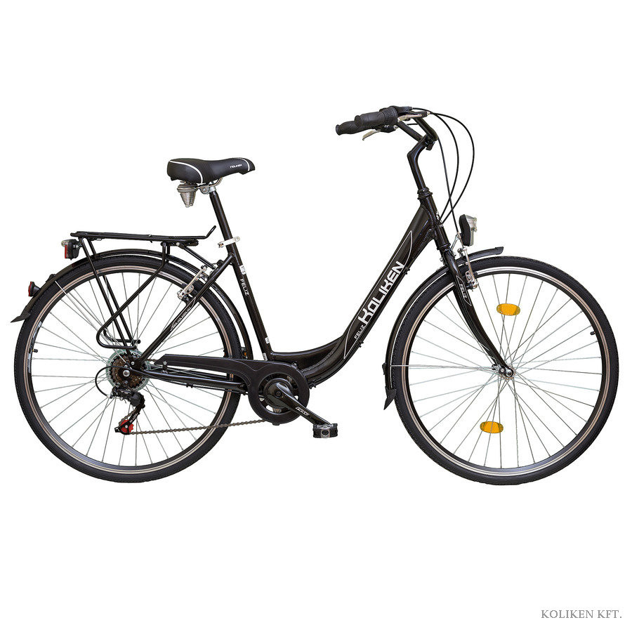 Fekete ALU vázas női városi kerékpár 28" Koliken Feliz - Kerékpár