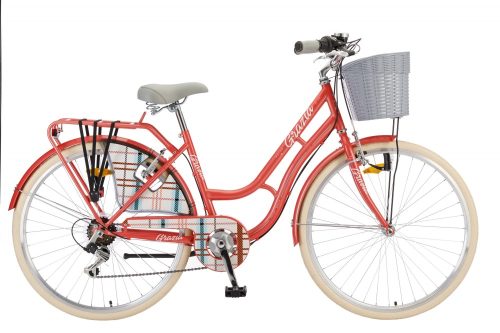 Polar Grazzia városi kerékpár 26" - női - 6 sebességes - Korall Burberry design - Utolsó darab