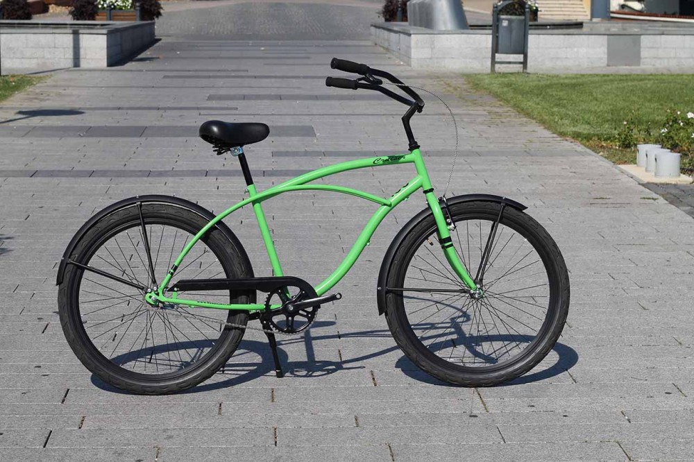 Egyedi Férfi Cruiser Kerékpár - 1 / 3 / 7 sebességes - Zöld - fekete színben