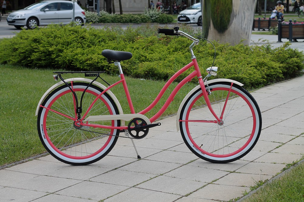 Egyedi Cruiser Női Kerékpár 1sp / 3 sp - Korall-krém Egyedi Cruiser Női Kerékpár 1sp / 3 sp - Korall-krém