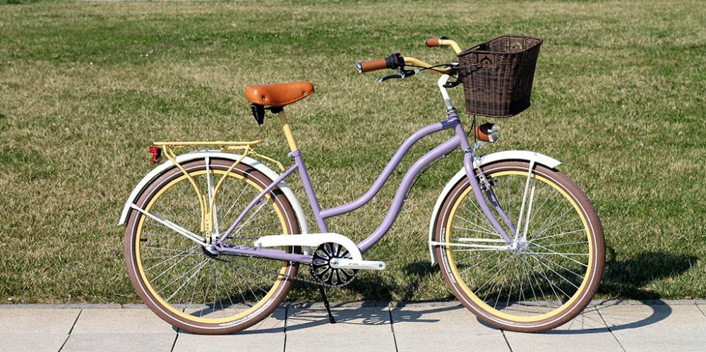 Egyedi Cruiser Női Kerékpár 1sp / 3 sp - Lila-sárga Egyedi Cruiser Női Kerékpár 1sp / 3 sp - Lila-sárga