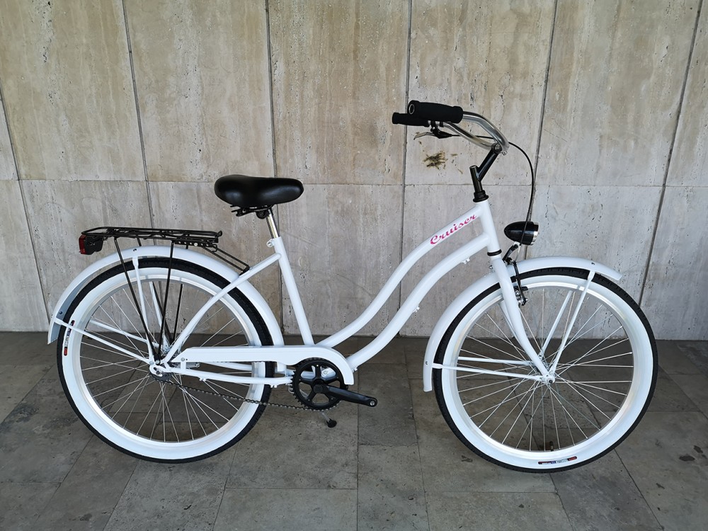 Toldi Cruiser - Női cruiser kerékpár - 1 sebességes - kontrás bicikli - Fehér színben
