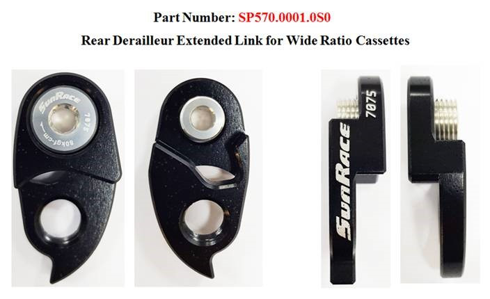 Image of Sunrace Extented Link kiegészítő váltótartó fül [fekete]