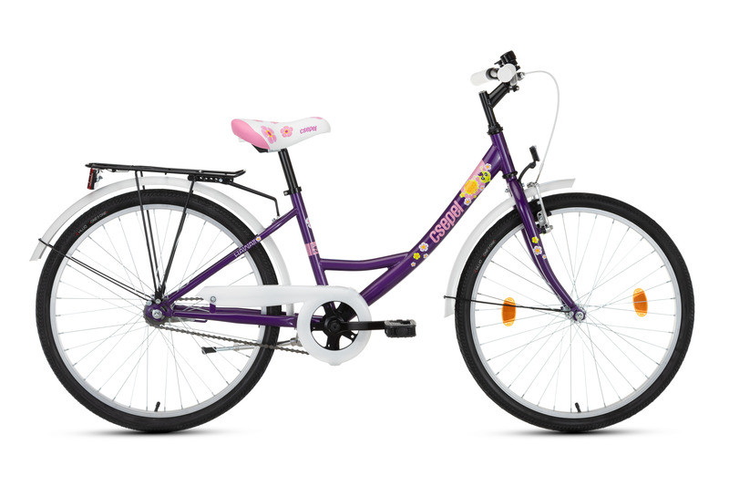 Csepel Hawaii gyerek bicikli - Lila virágminta - 24"