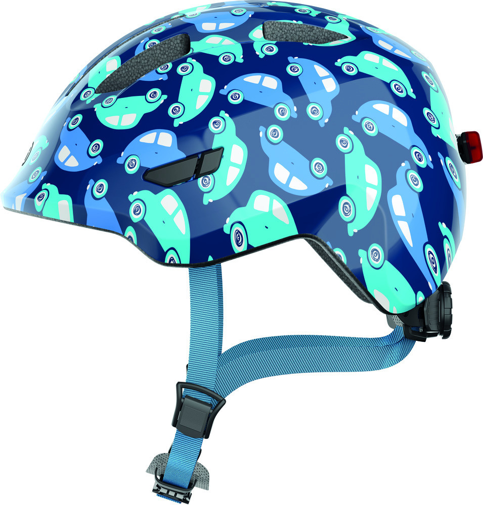 Image of ABUS kerékpáros gyerek sisak Smiley 3.0 LED, In-Mold, blue car, S (45-50 cm)