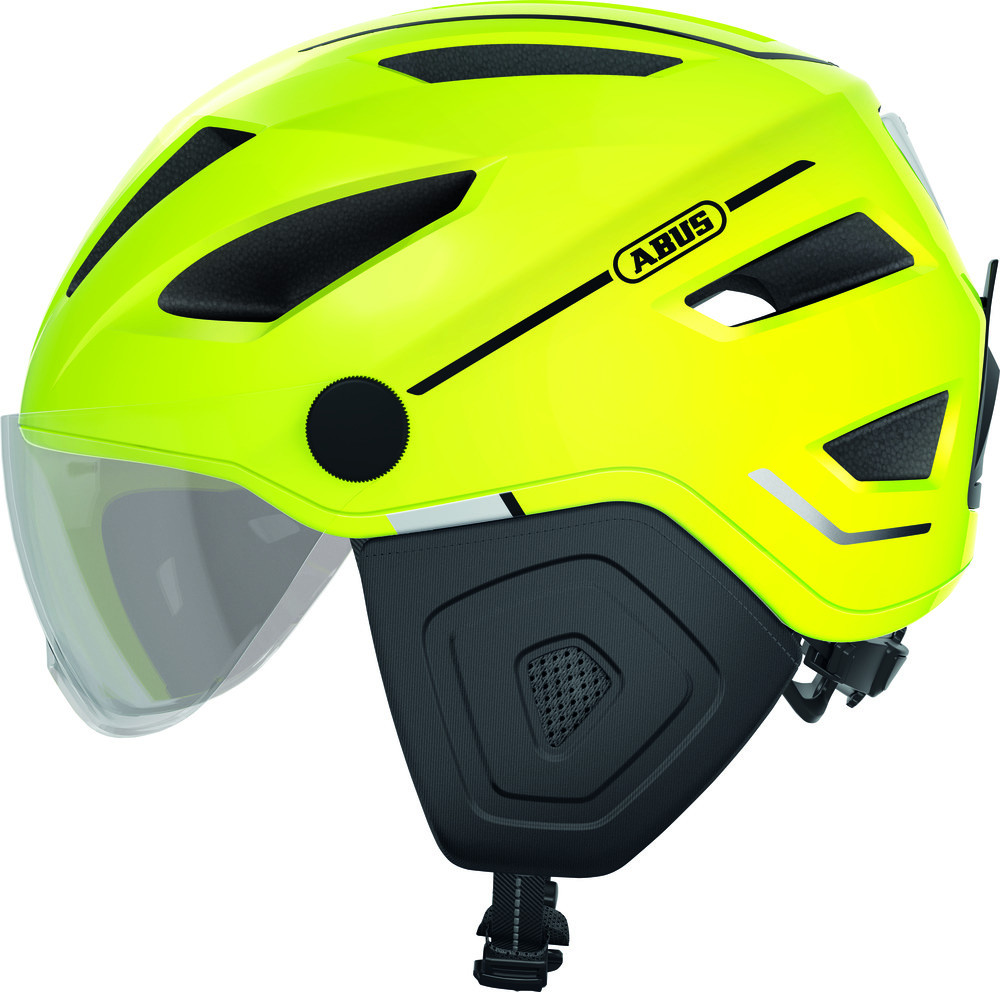 Image of ABUS kerékpáros városi sisak Pedelec 2.0 ACE, In-Mold, beépített átlátszó szemüveggel, signal yellow, M (52-57 cm)