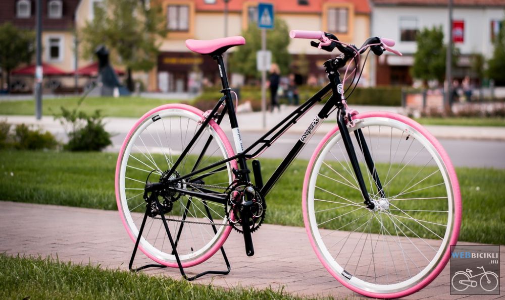 Csepel Torpedo vázra épített egyedi női kerékpár - 14sp - Fekete - rózsaszín