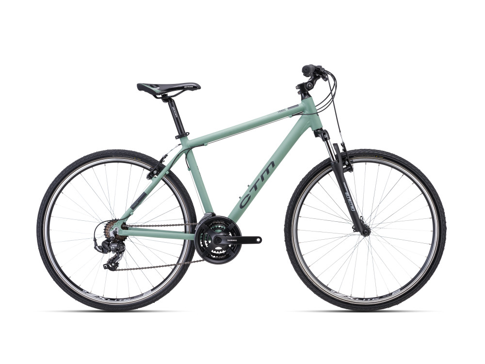 CTM TRANZ 1.0 férfi cross trekking kerékpár - szürkészöld / fekete - 19"-os vázzal