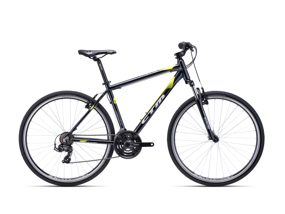 CTM TRANZ 1.0 férfi cross trekking kerékpár - fekete/lime - 19"-os vázzal