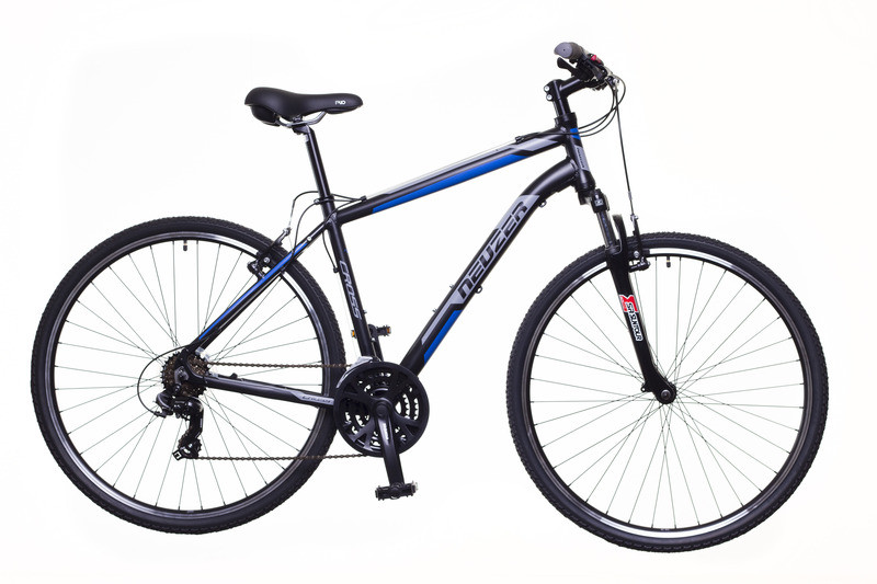 Neuzer X100 28" - Férfi cross trekking kerékpár 17"-os vázzal - Fekete/kék-szürke